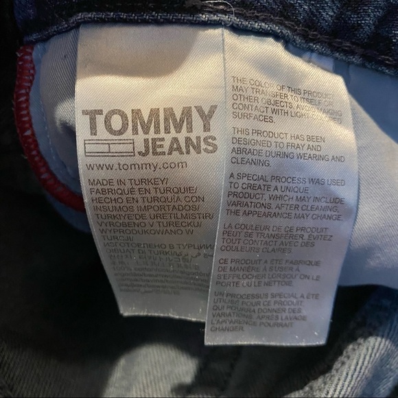 TOMMY HILFIGER Blue Girlfriend Crop Distressed Ripped Jeans Size 27 - Picture 10 of 12